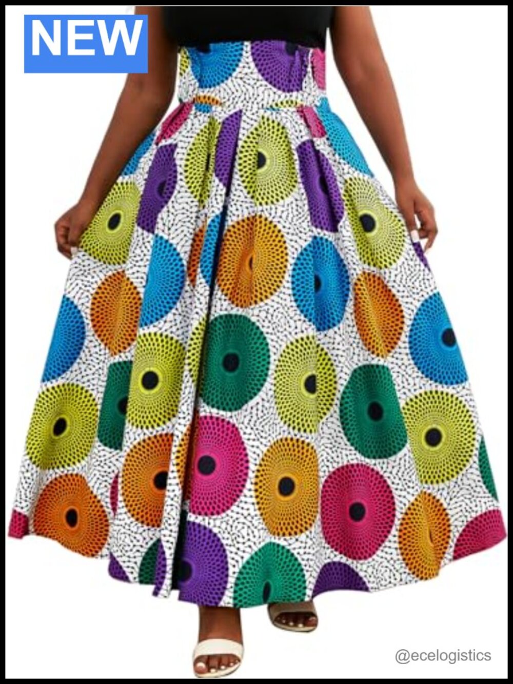 African Print Maxi Skirt High Waist Ankara Ethnic Long Skirt Pockets